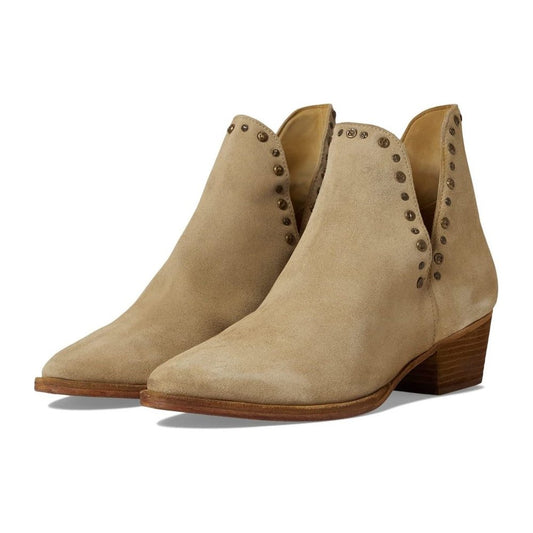 Studded Charm Camel Suede Booties