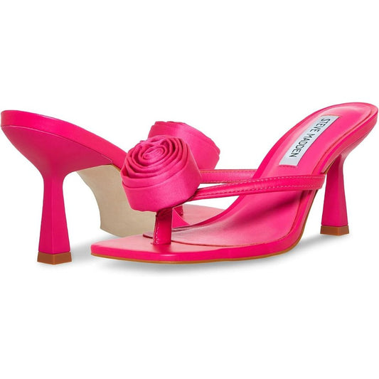Jannie Pink Satin Rose Detail Heeled Sandals