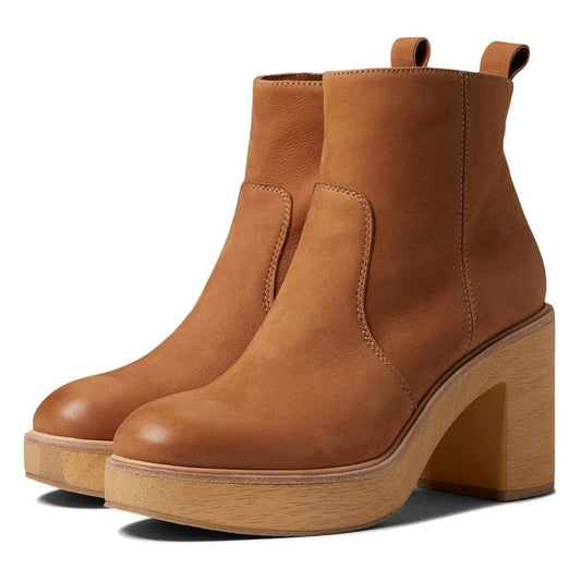 Cecile Tan Leather Heeled Ankle Booties