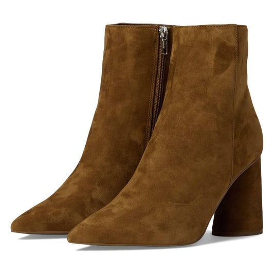 Vallor Chestnut Suede Heeled Ankle Booties
