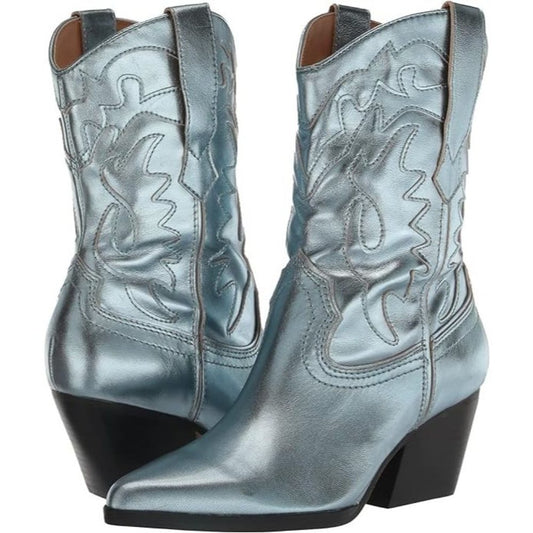 Landen Electric Blue Leather Western Booties