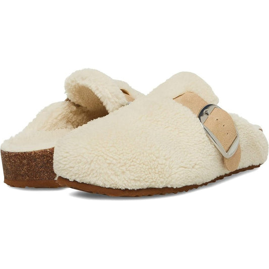 Cuddle White Shearling Buckle Clogs