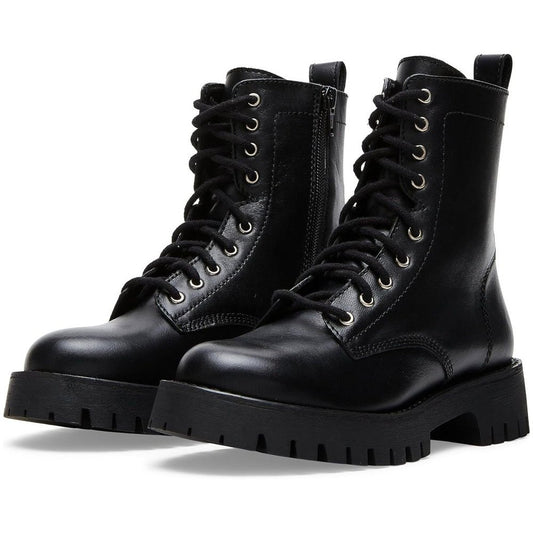 Liika Black Leather Lace Up Boots