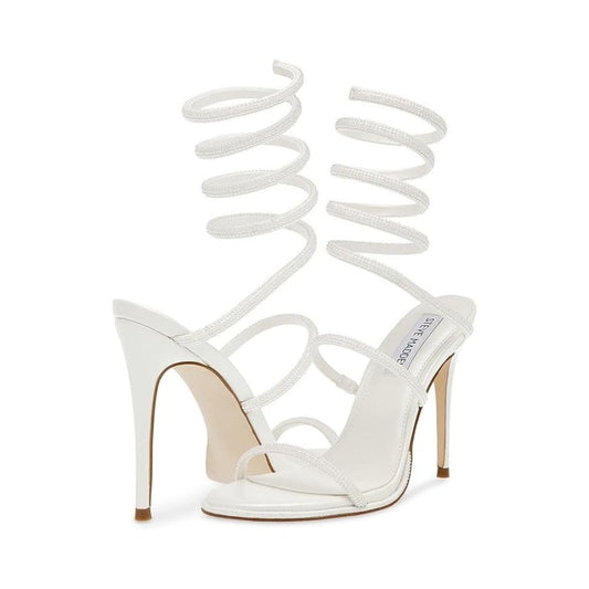 Exotica White Ankle Wrap Heels