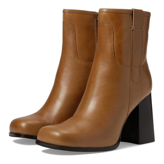 Naomi Cafe Leather Heeled Ankle Booties