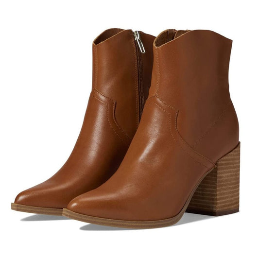 Cate Cognac Leather Western Booties