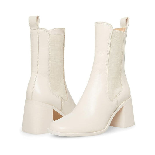 Argent Ivory Leather Heeled Booties